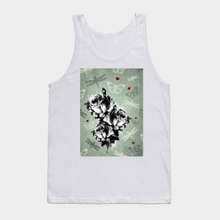 Abstract Roses, Butterflies and Dragonflies Tank Top
